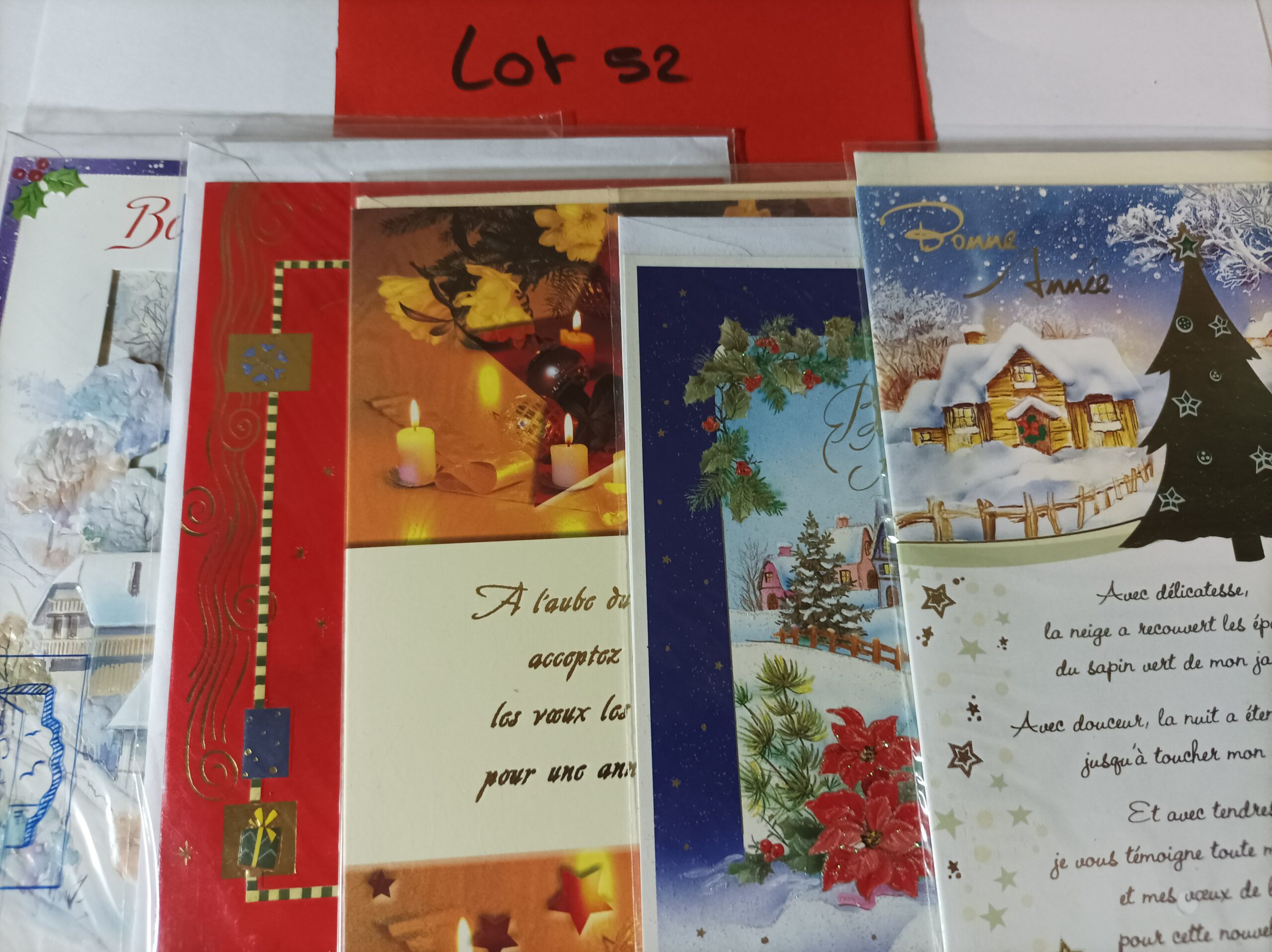 Lot de 5 cartes postales + enveloppes bonne année (lot 52)