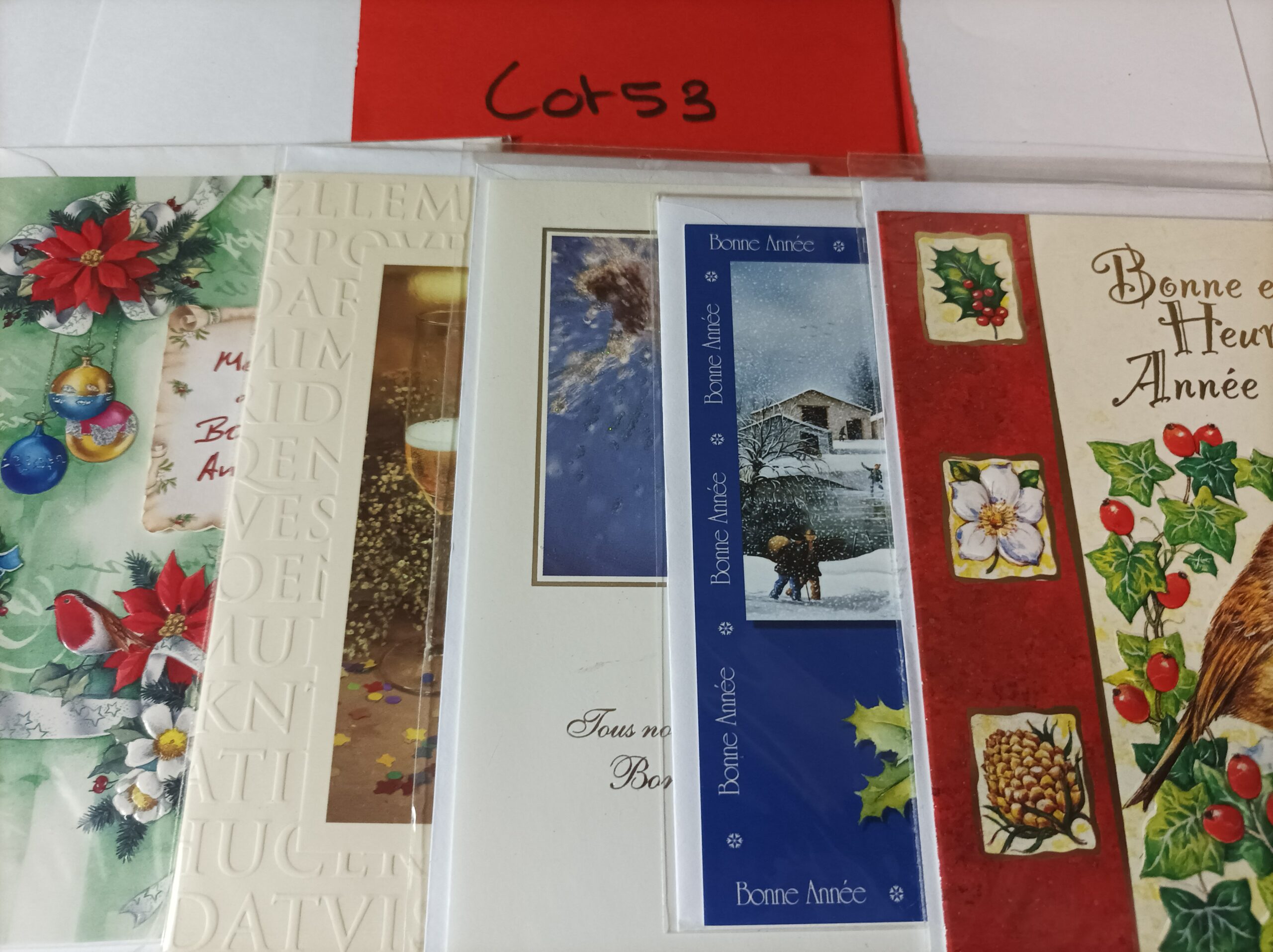 Lot de 5 cartes postales + enveloppes bonne année (lot 53)