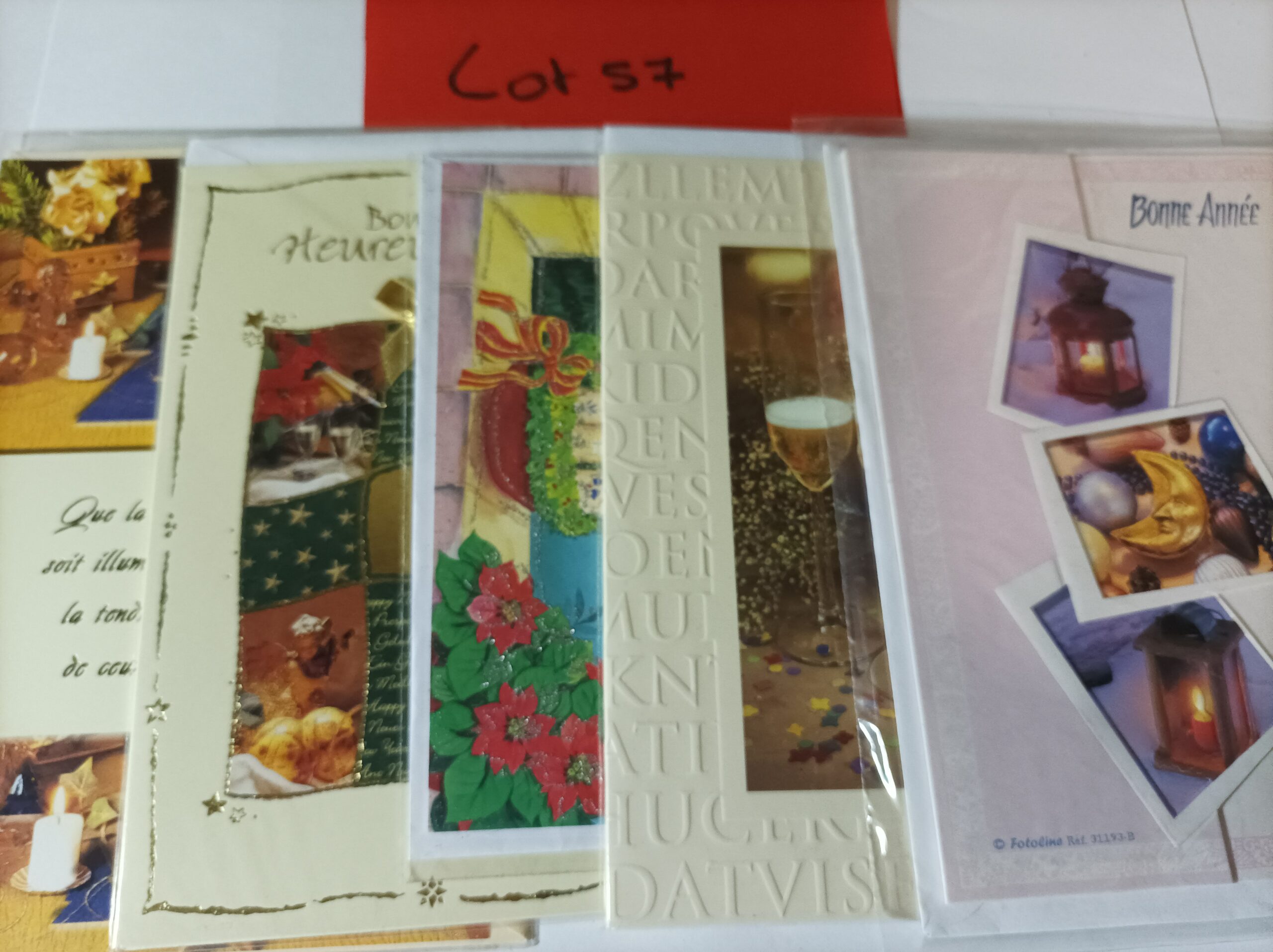 Lot de 5 cartes postales + enveloppes bonne année (lot 57)