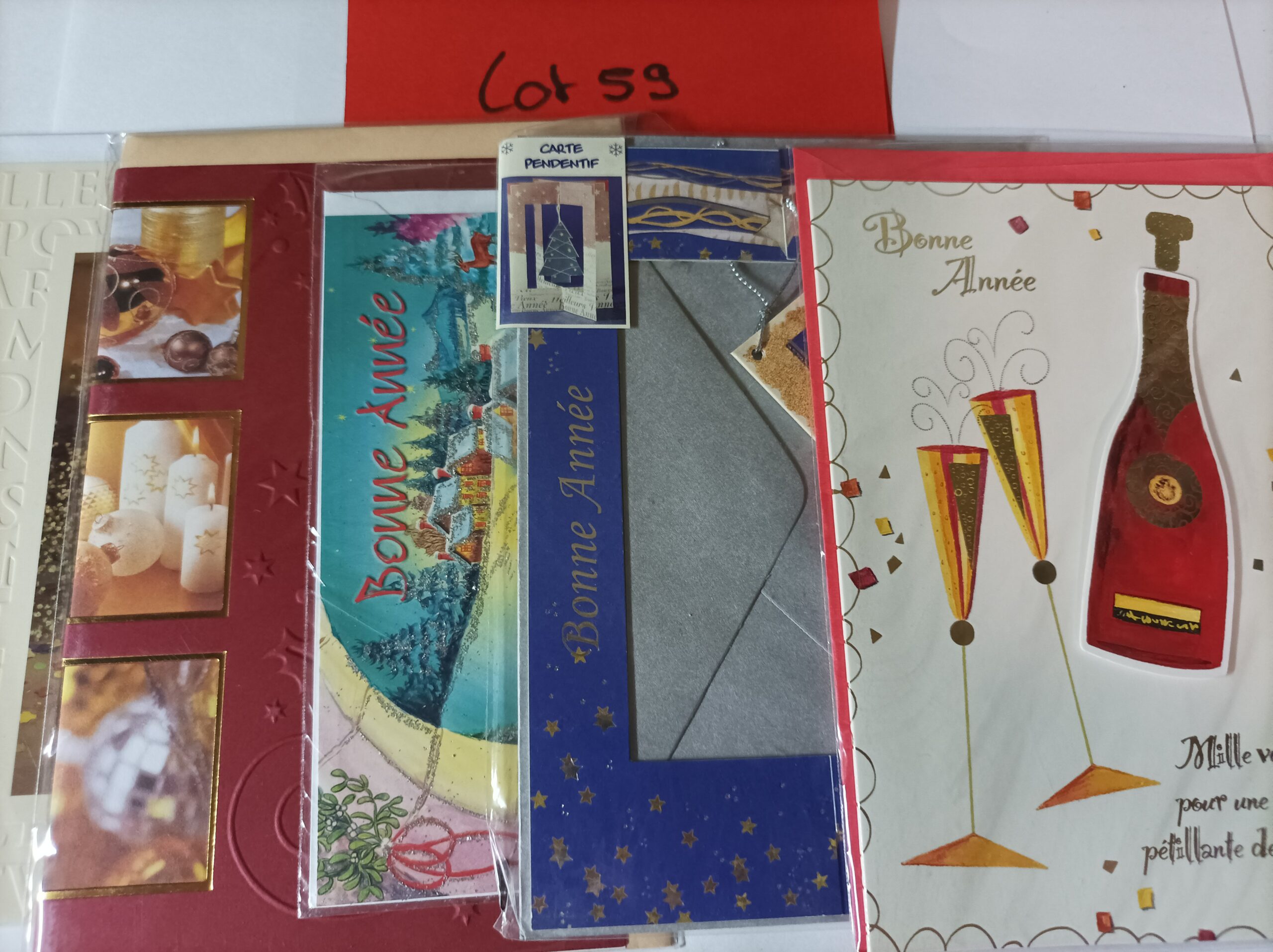 Lot de 5 cartes postales + enveloppes bonne année (lot 59)