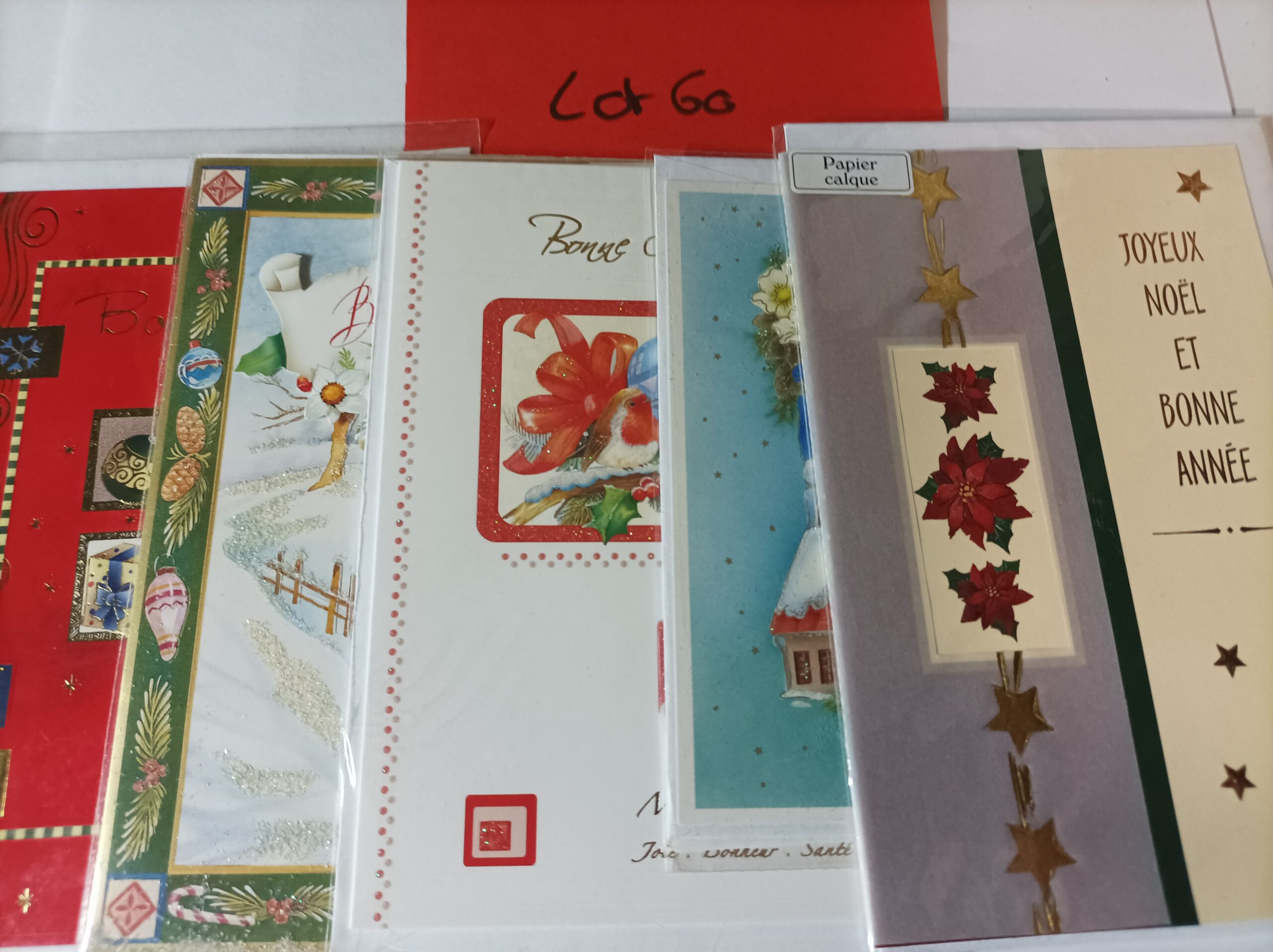 Lot de 5 cartes postales + enveloppes bonne année (lot 60)