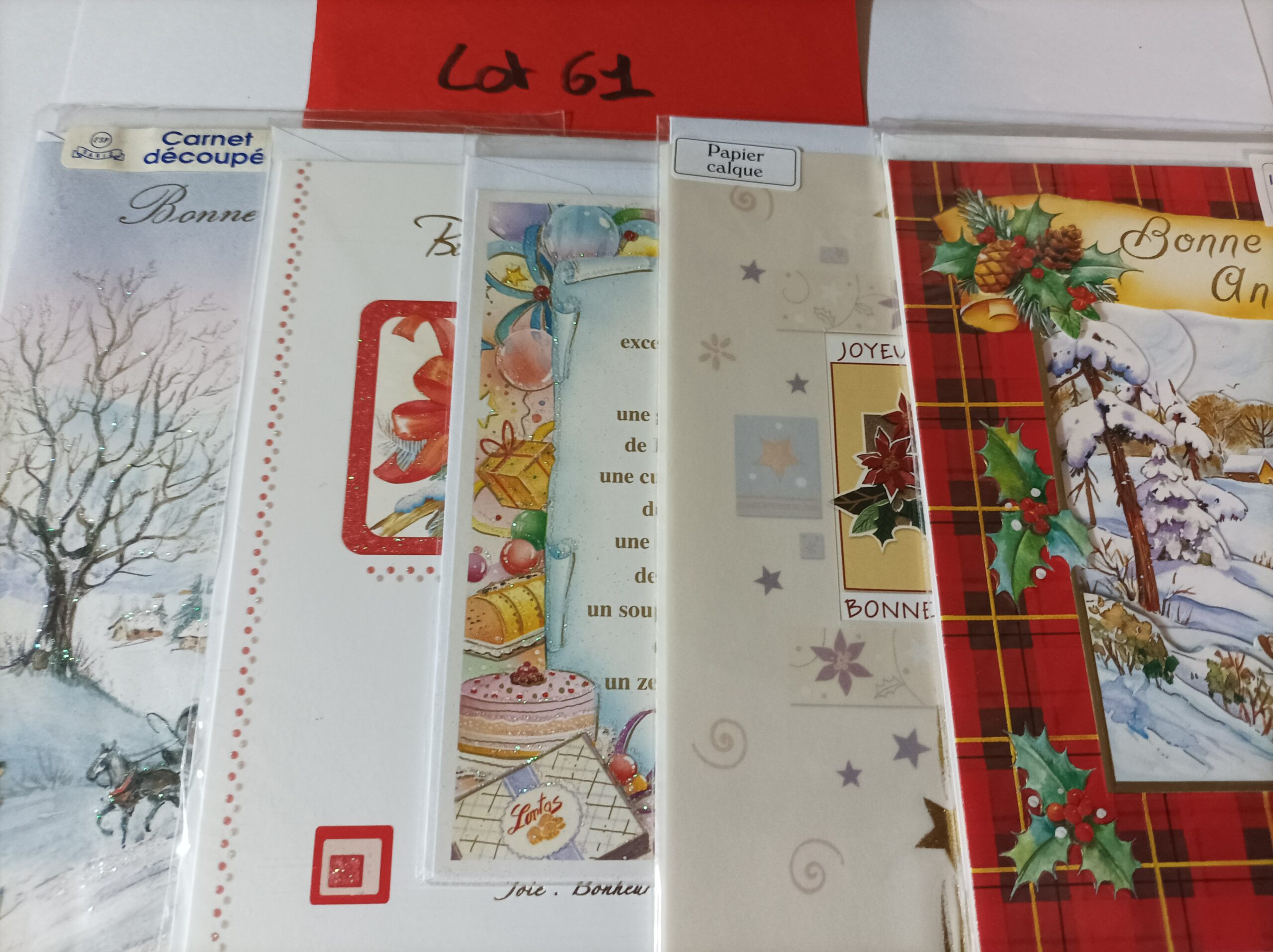 Lot de 5 cartes postales + enveloppes bonne année (lot 61)