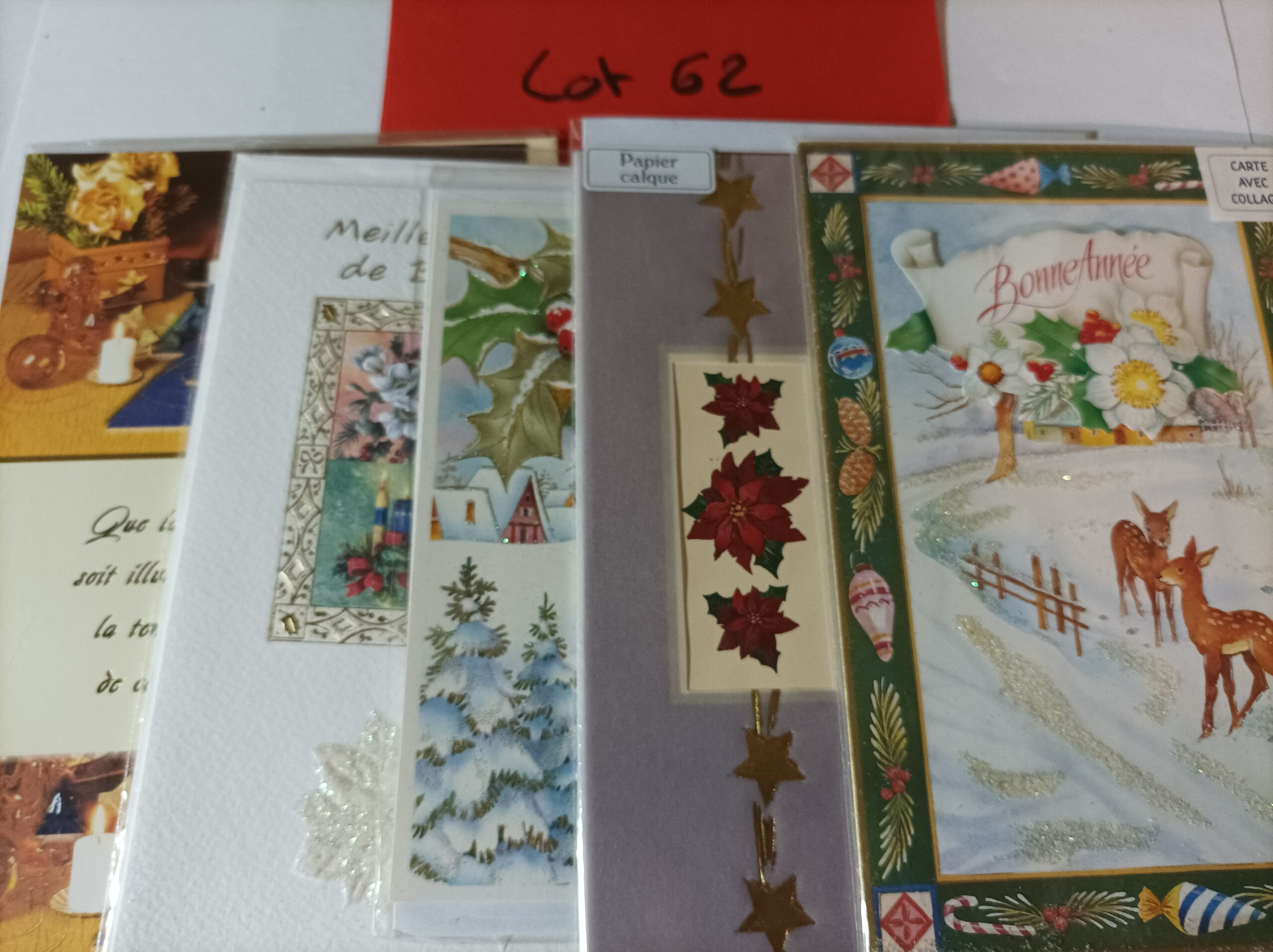 Lot de 5 cartes postales + enveloppes bonne année (lot 62)