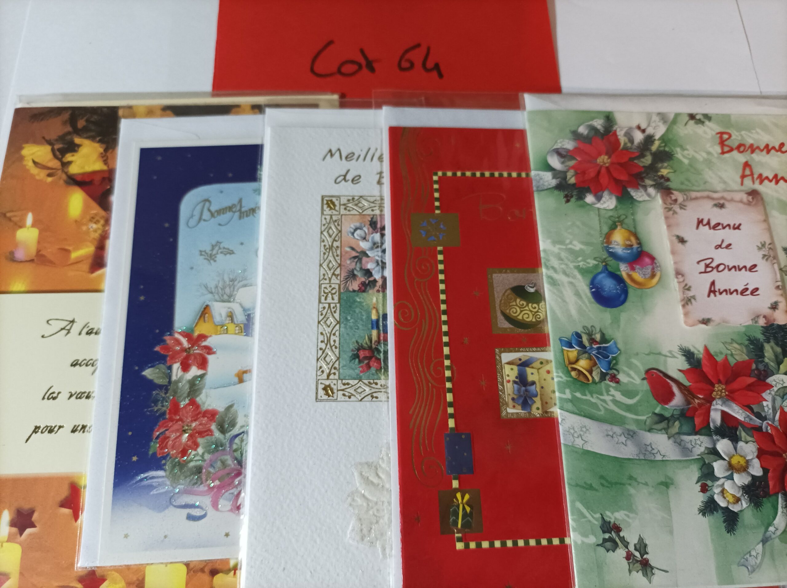 Lot de 5 cartes postales + enveloppes bonne année (lot 64)