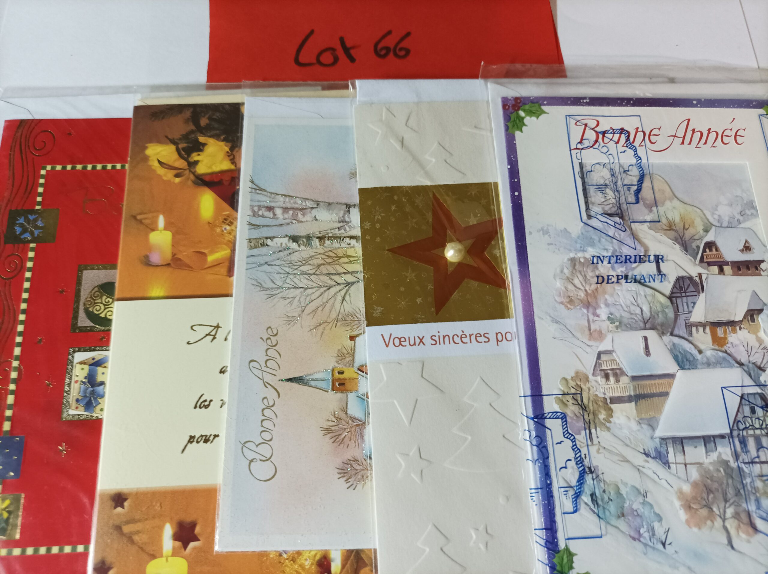 Lot de 5 cartes postales + enveloppes bonne année (lot 66)