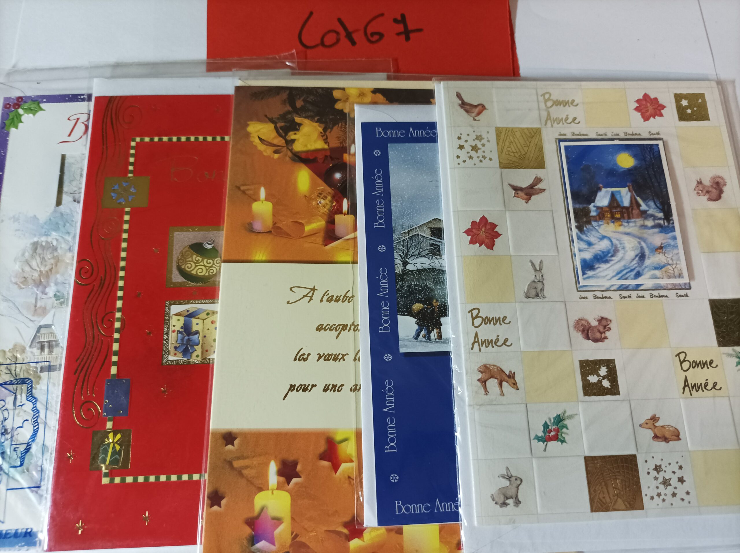 Lot de 5 cartes postales + enveloppes bonne année (lot 67)