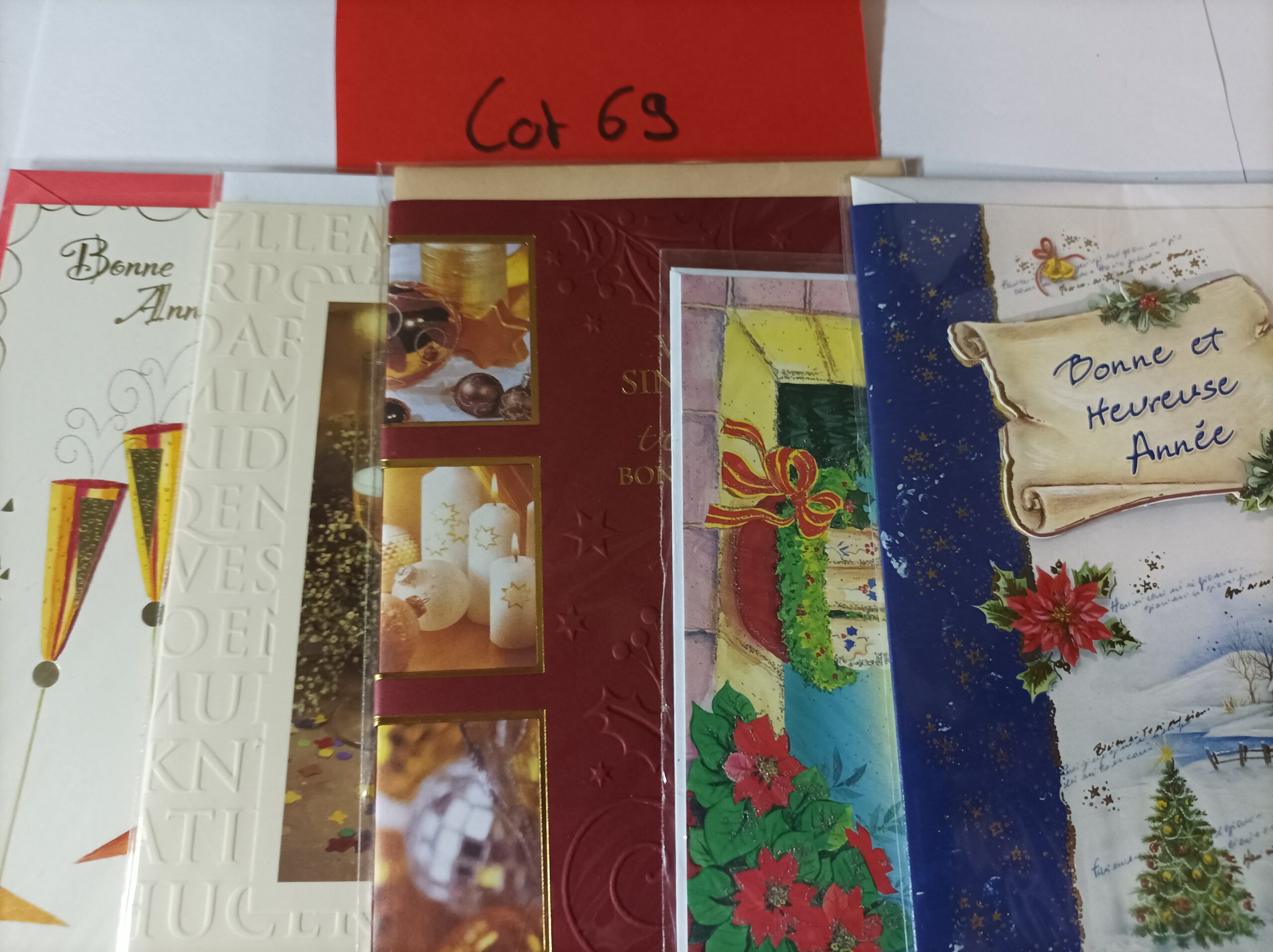 Lot de 5 cartes postales + enveloppes bonne année (lot 69)