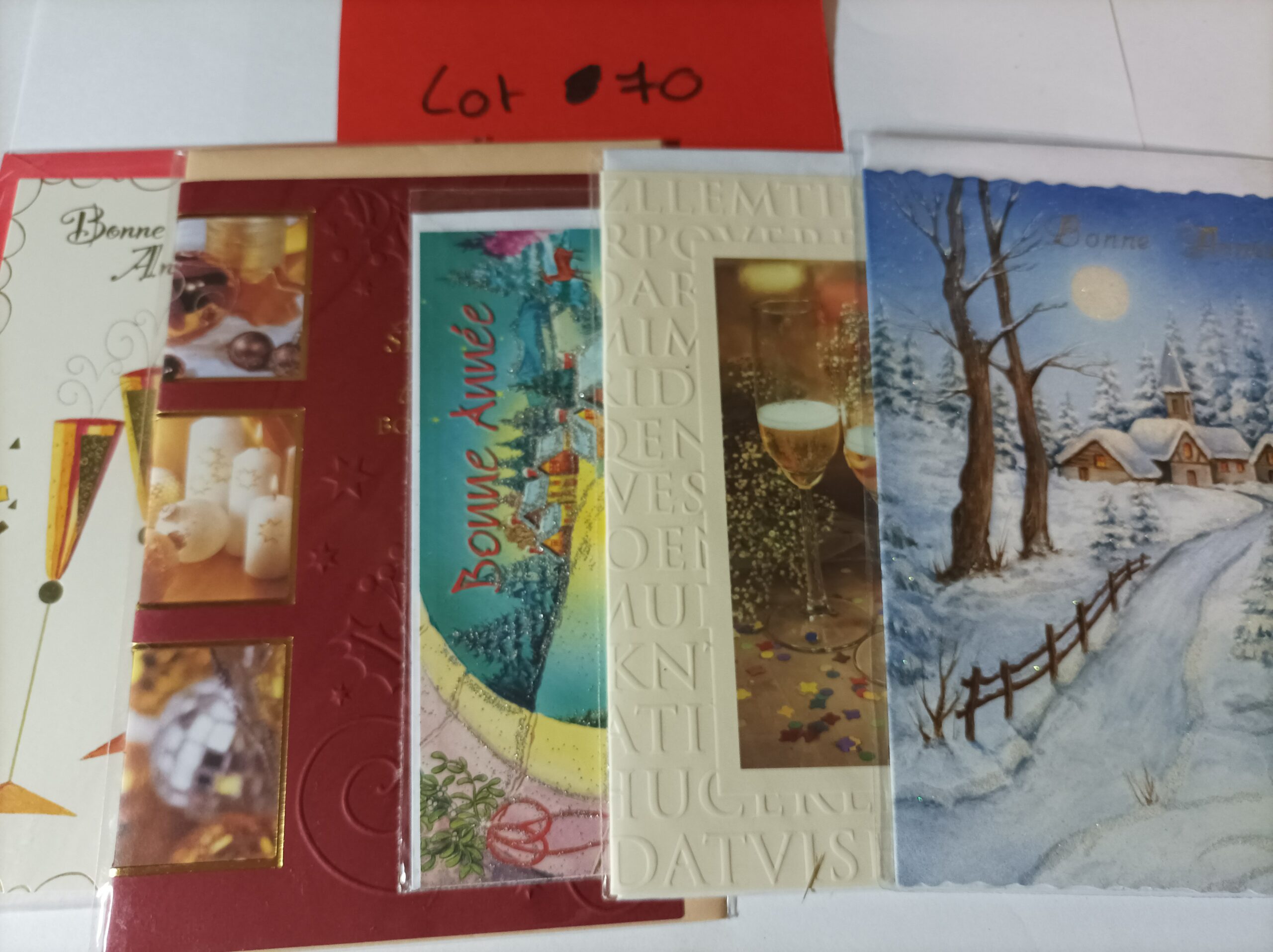 Lot de 5 cartes postales + enveloppes bonne année (lot 70)