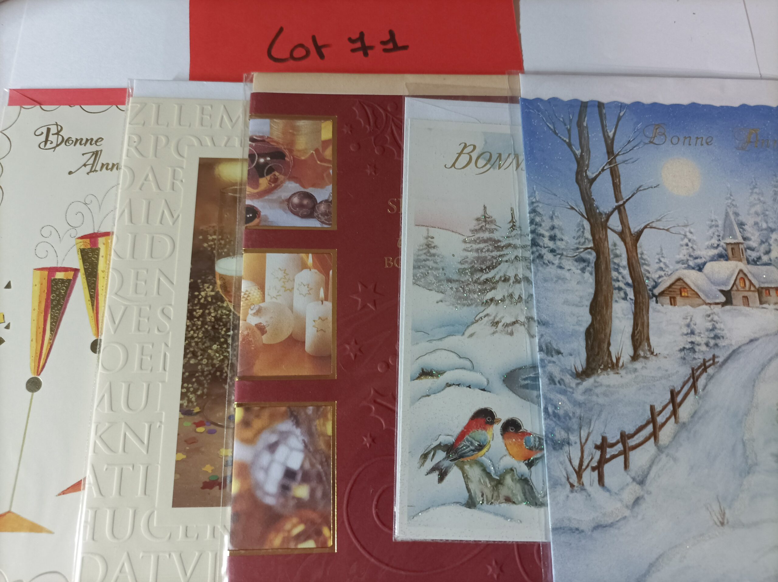 Lot de 5 cartes postales + enveloppes bonne année (lot 71)