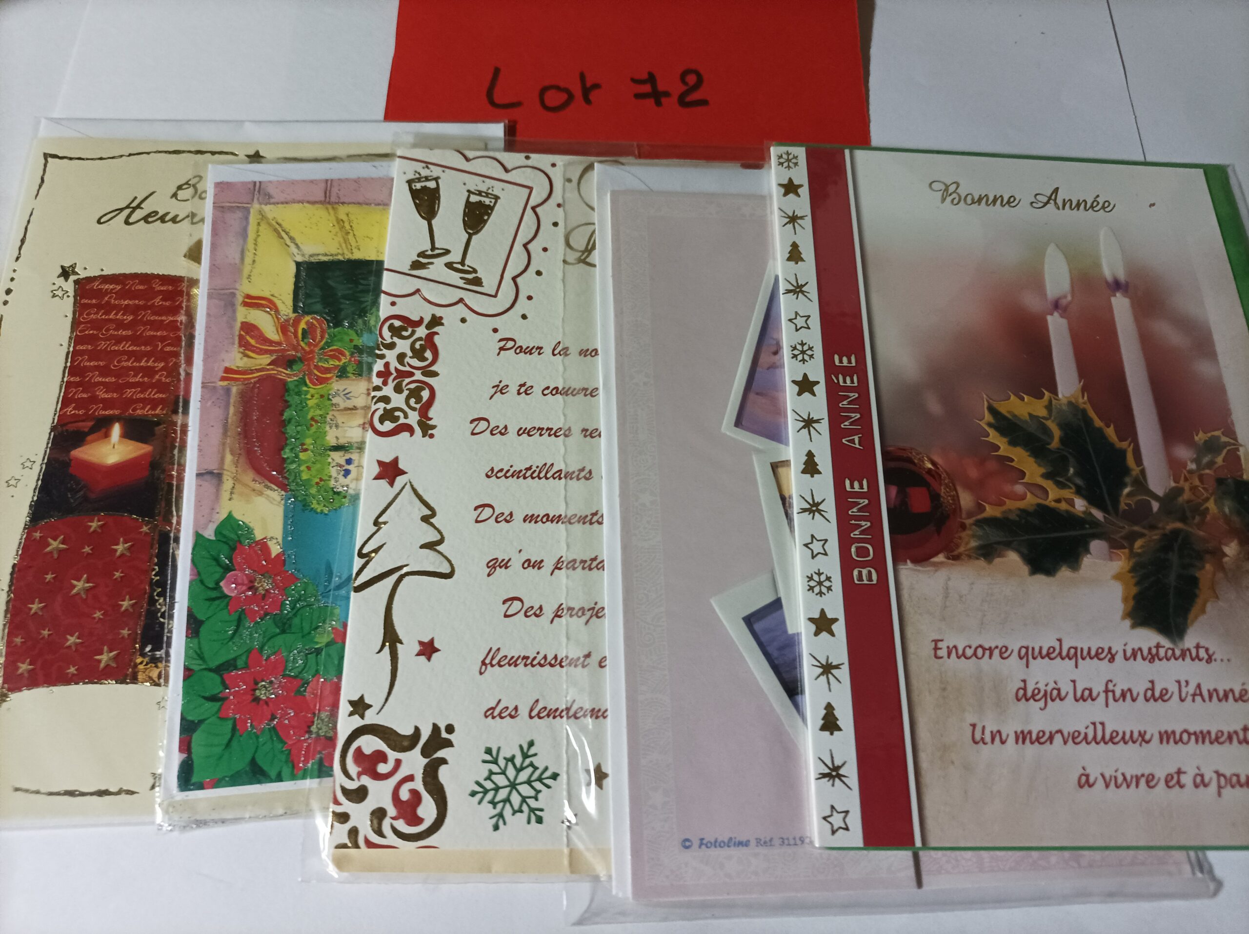 Lot de 5 cartes postales + enveloppes bonne année (lot 72)