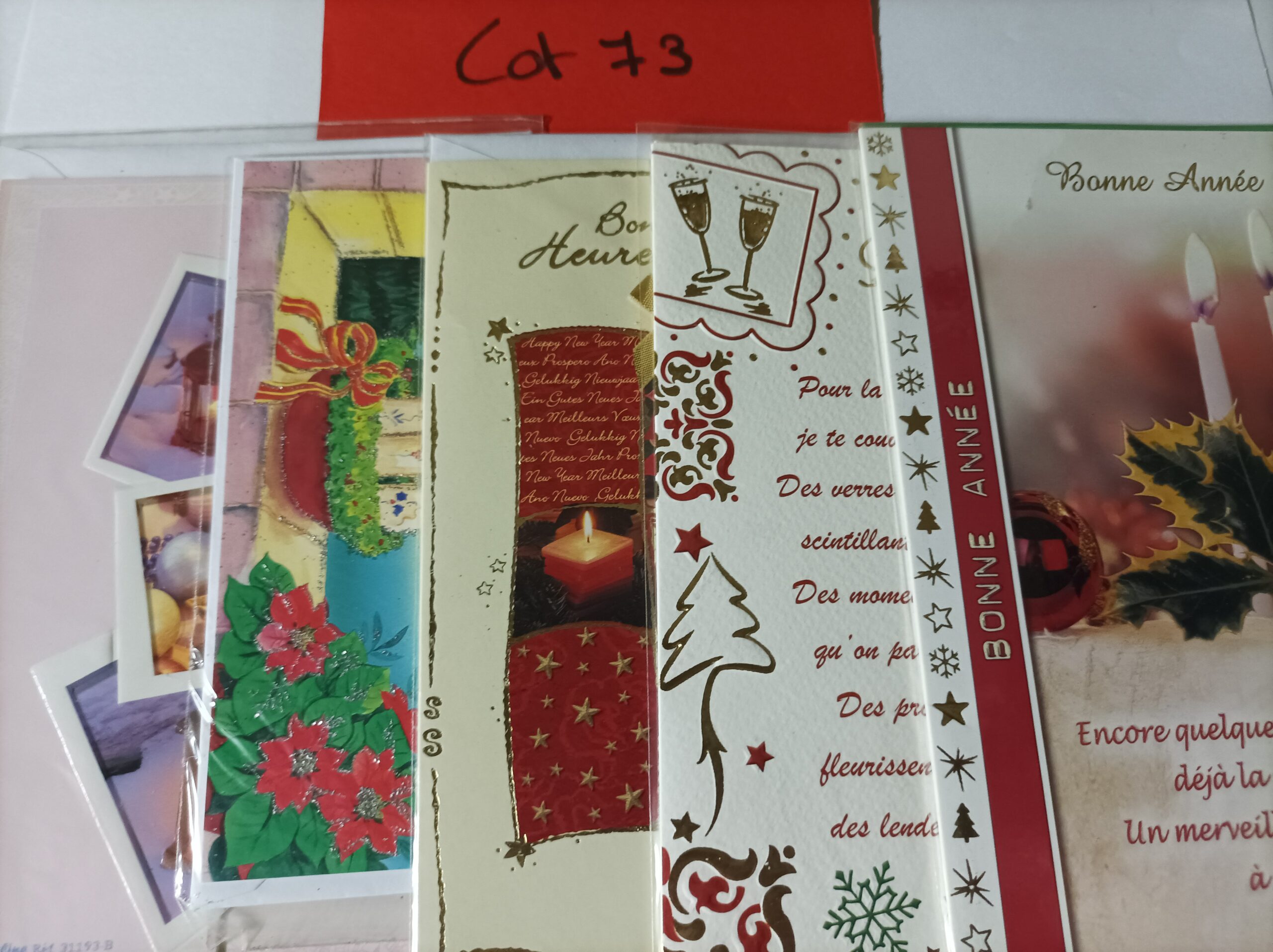 Lot de 5 cartes postales + enveloppes bonne année (lot 73)