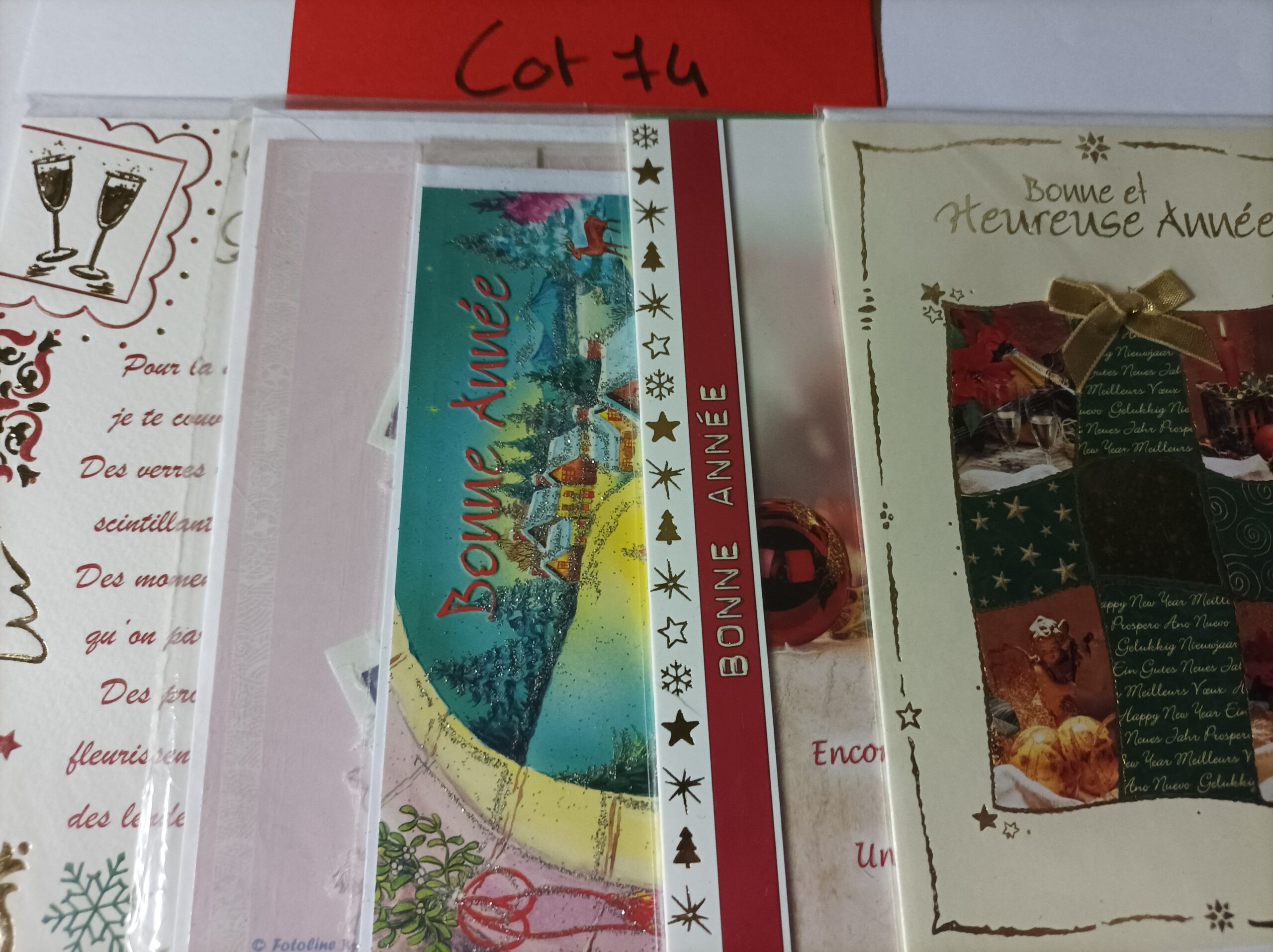 Lot de 5 cartes postales + enveloppes bonne année (lot 74)
