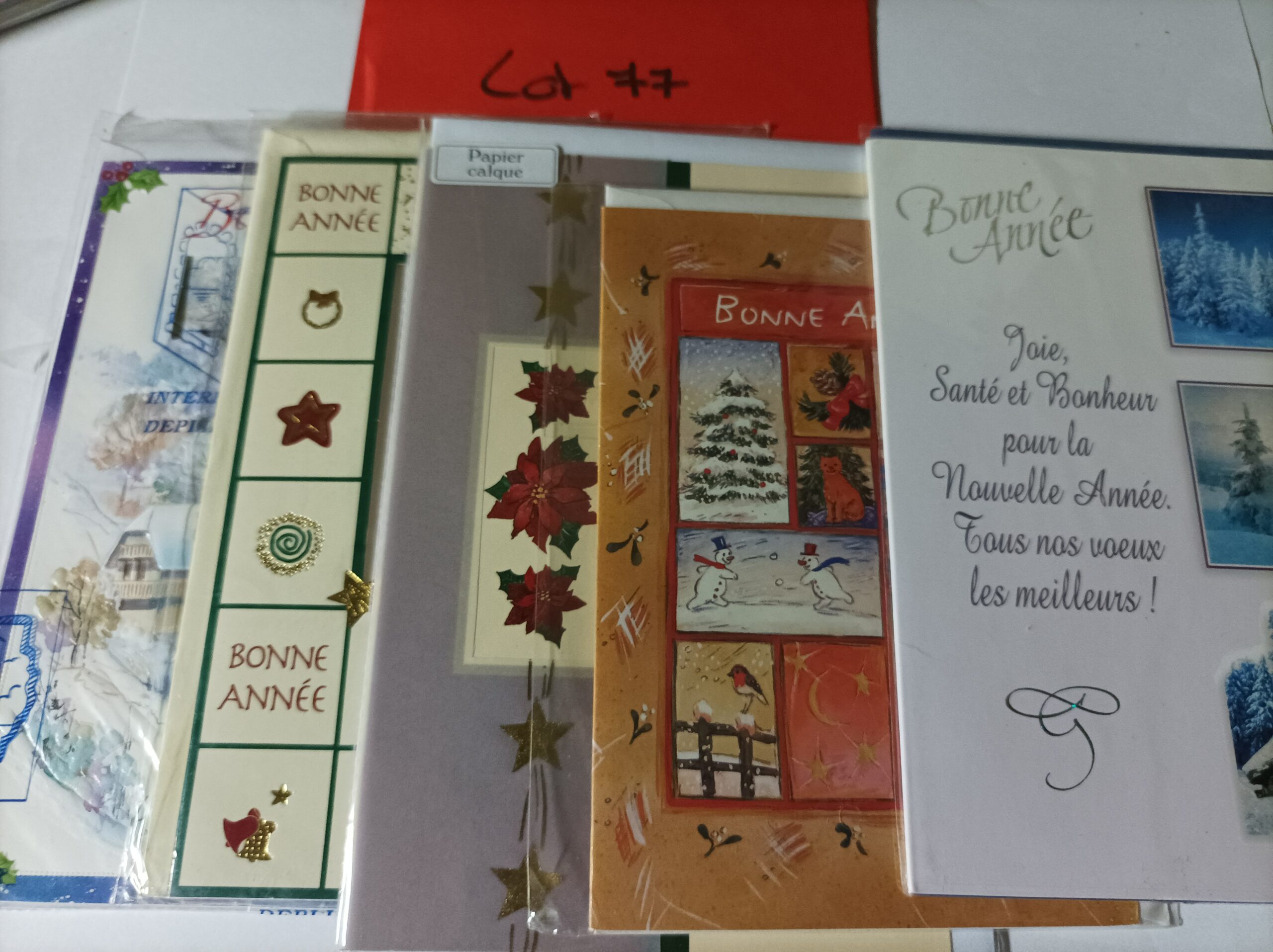 Lot de 5 cartes postales + enveloppes bonne année (lot 77)