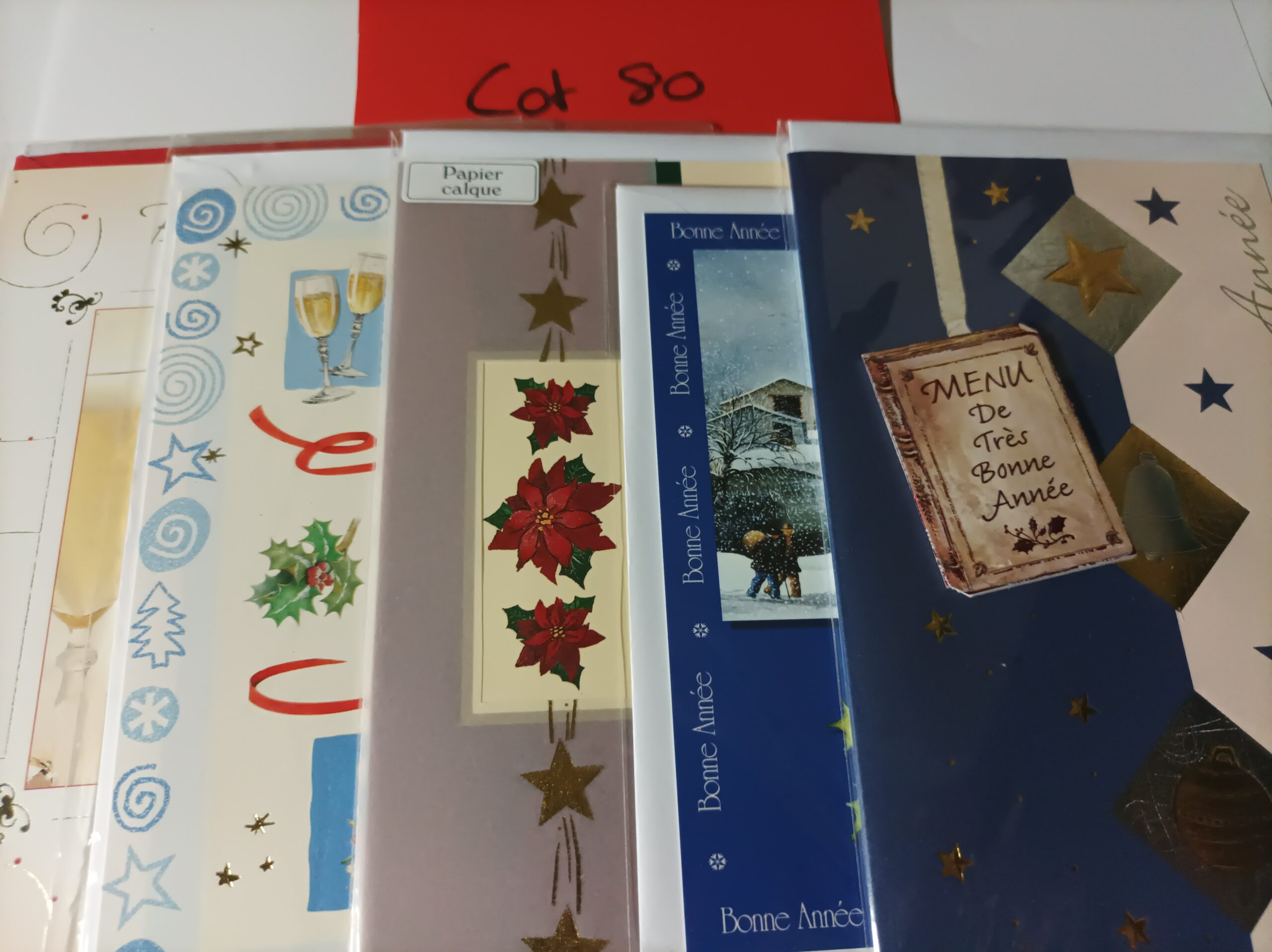 Lot de 5 cartes postales + enveloppes bonne année (lot 80)
