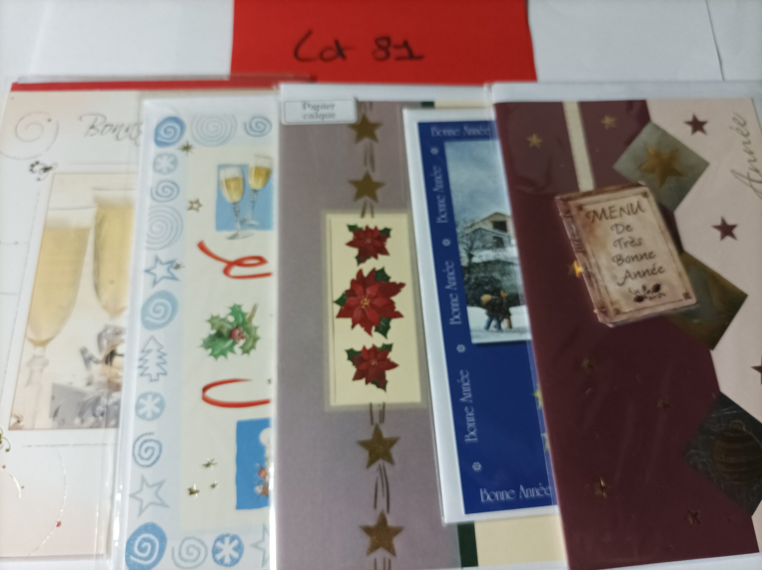Lot de 5 cartes postales + enveloppes bonne année (lot 81)
