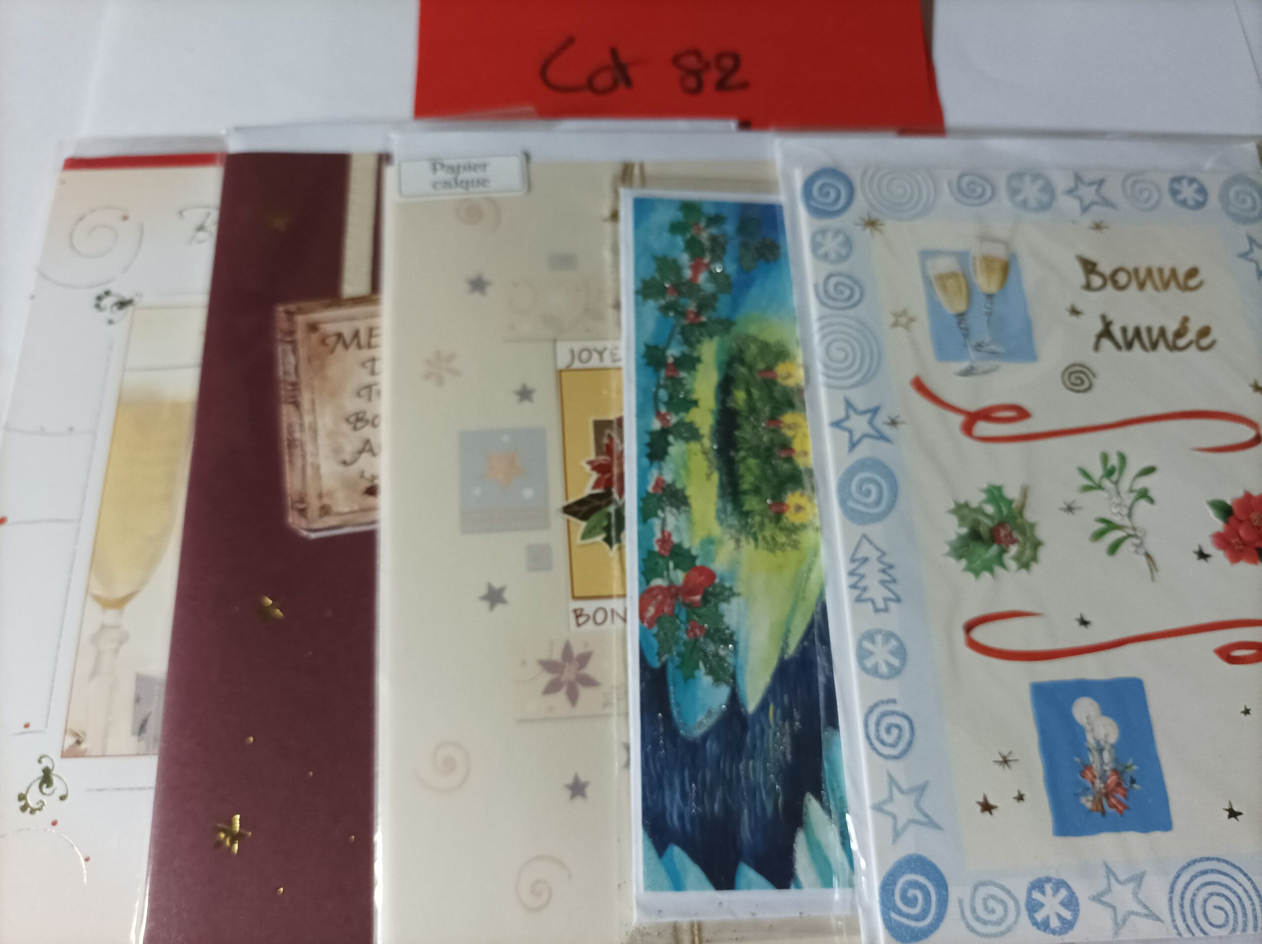 Lot de 5 cartes postales + enveloppes bonne année (lot 82)