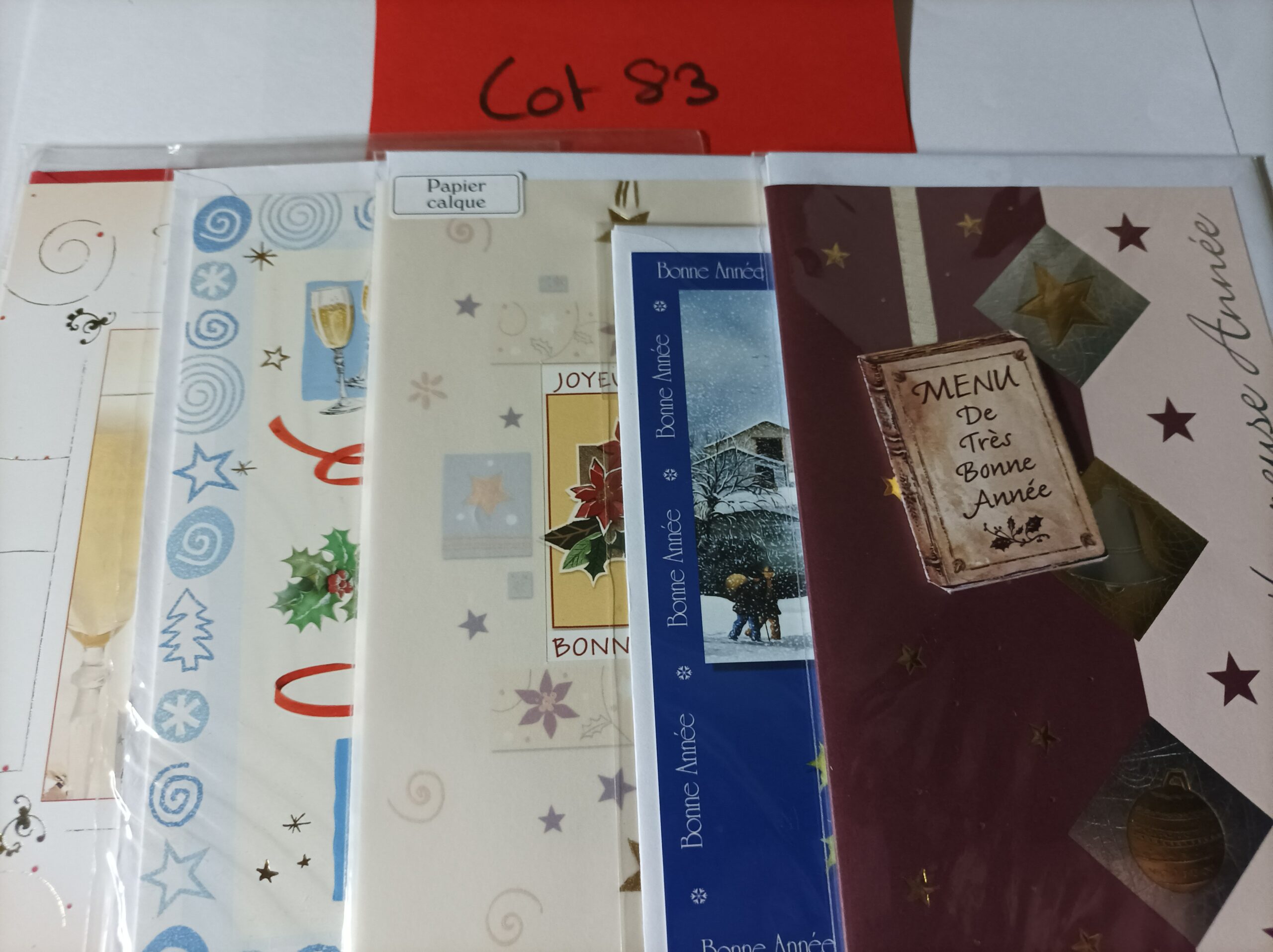 Lot de 5 cartes postales + enveloppes bonne année (lot 83)