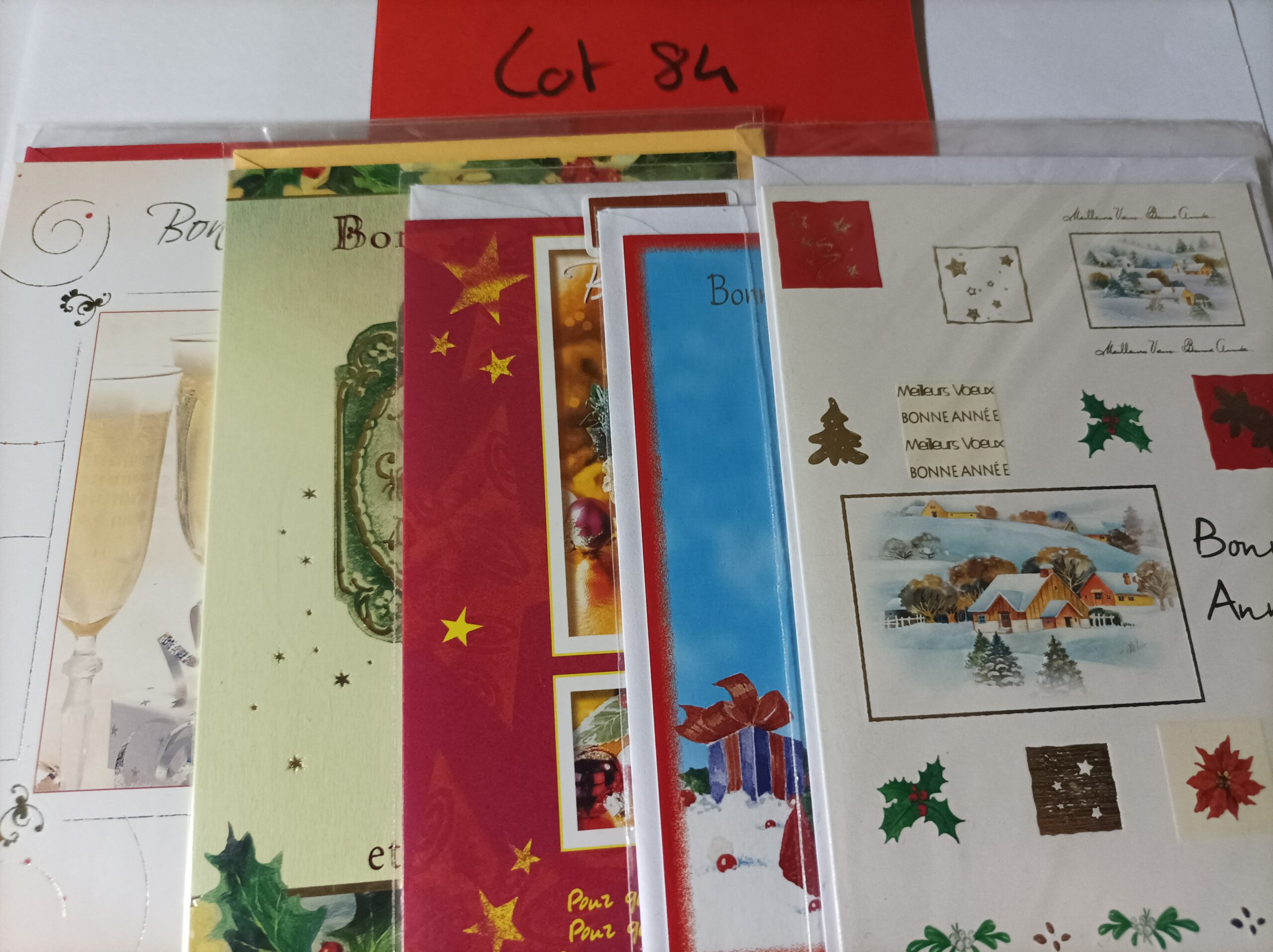 Lot de 5 cartes postales + enveloppes bonne année (lot 84)