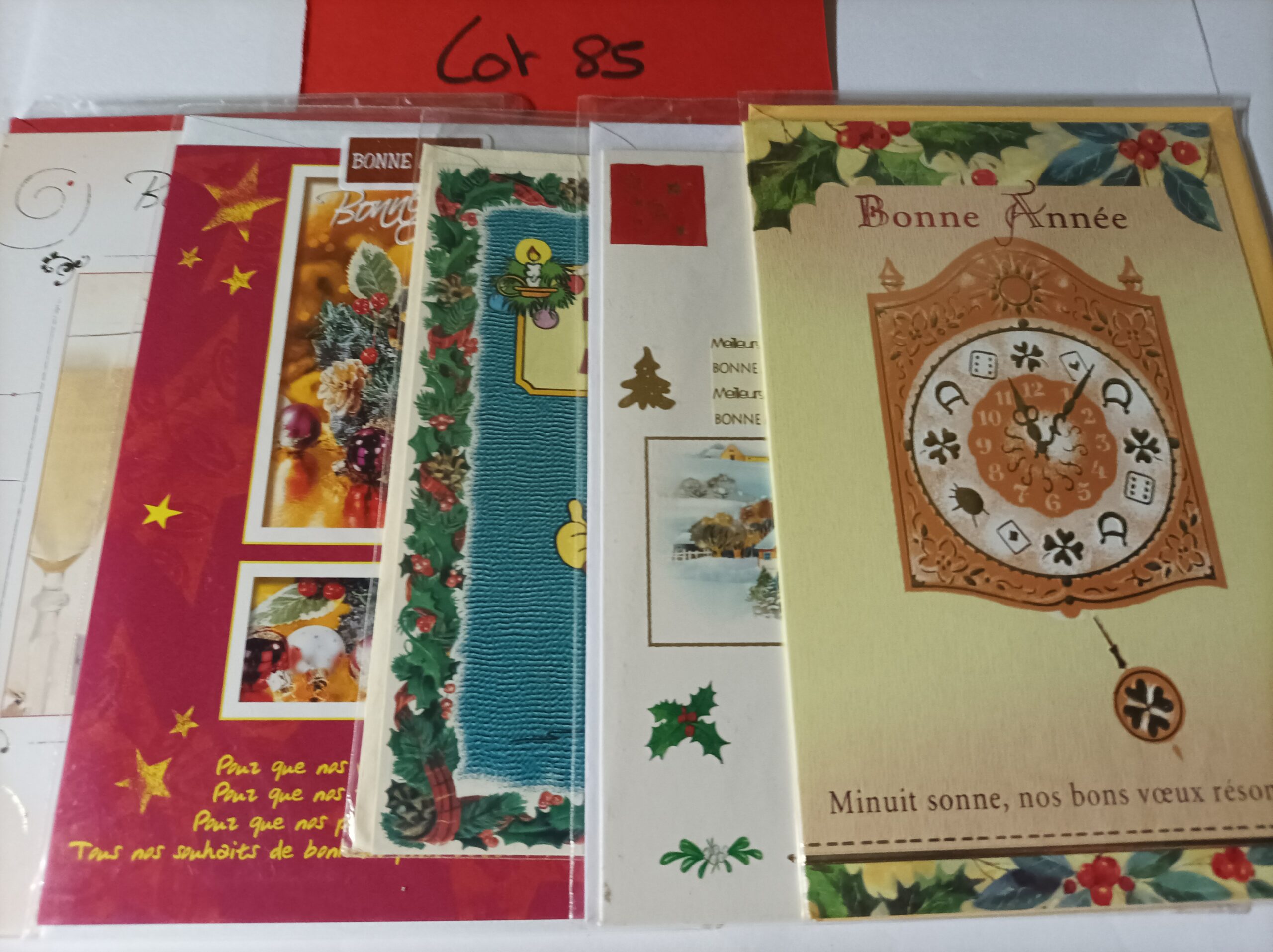 Lot de 5 cartes postales + enveloppes bonne année (lot 85)