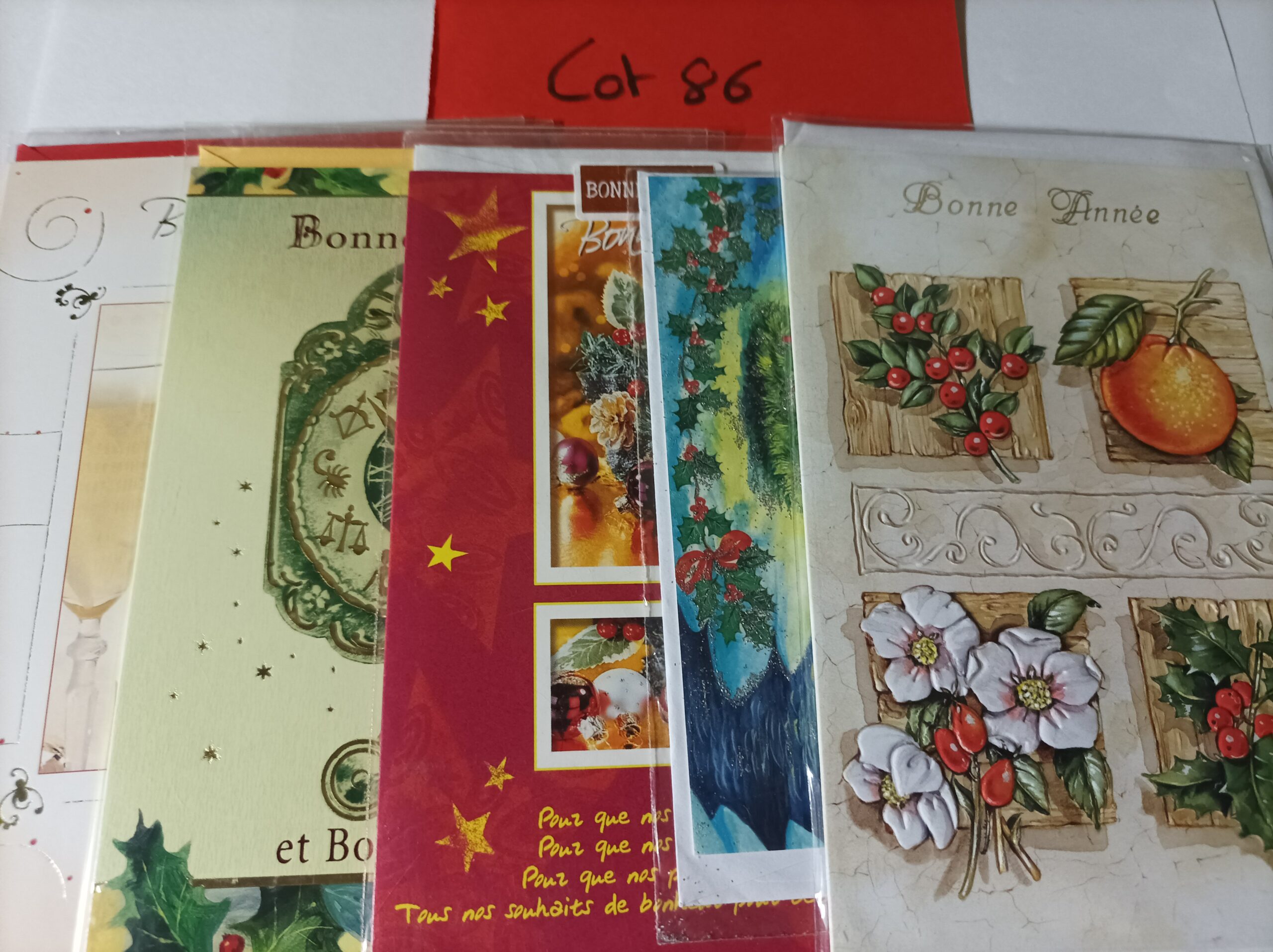 Lot de 5 cartes postales + enveloppes bonne année (lot 86)