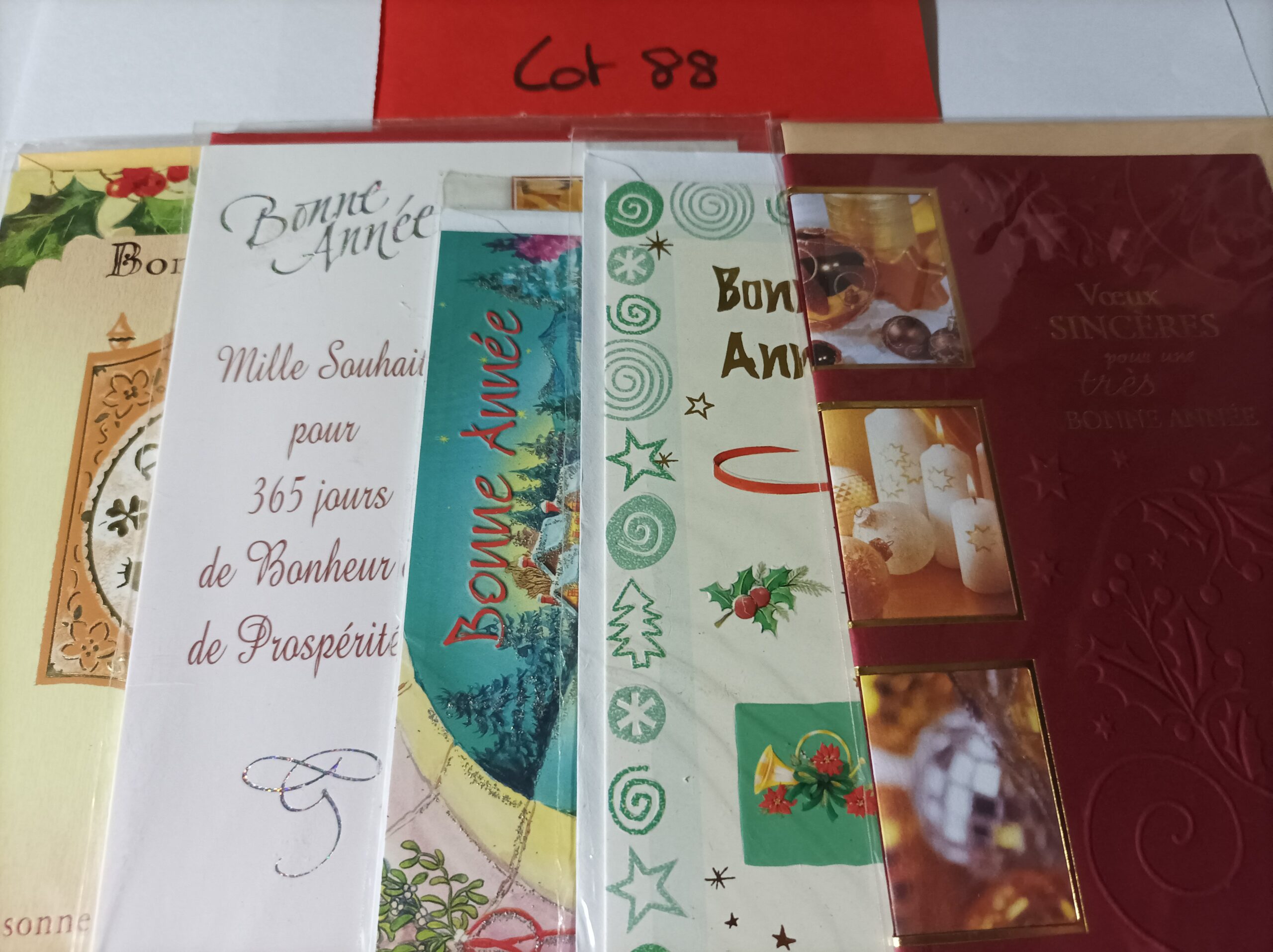 Lot de 5 cartes postales + enveloppes bonne année (lot 88)