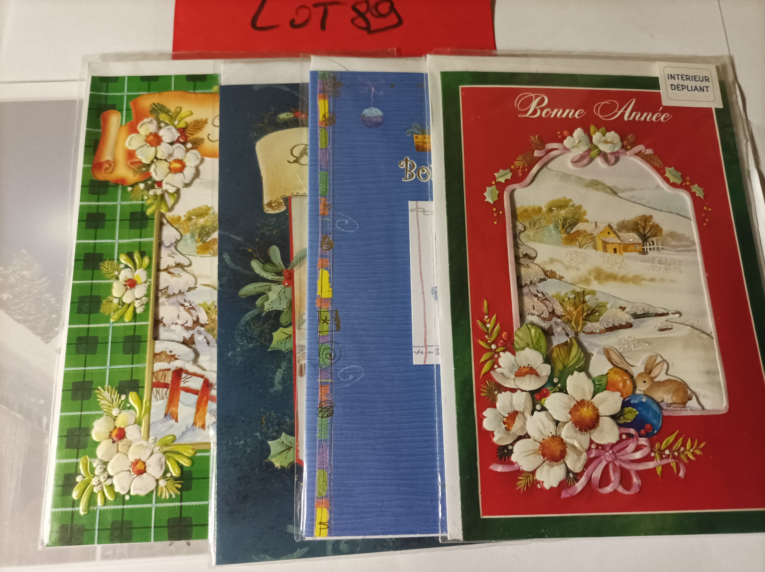 Lot de 5 cartes postales + enveloppes bonne année (lot 89)