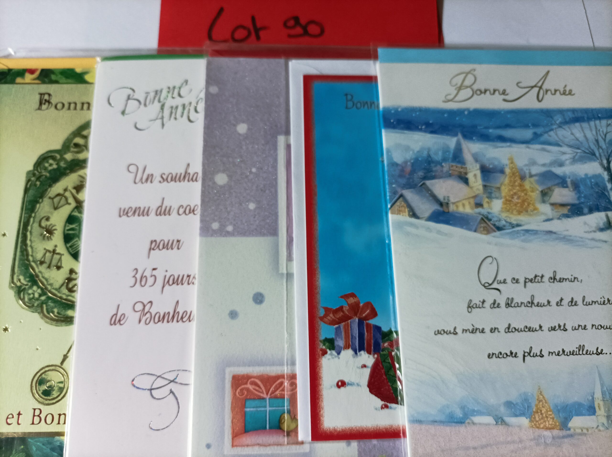 Lot de 5 cartes postales + enveloppes bonne année (lot 90)