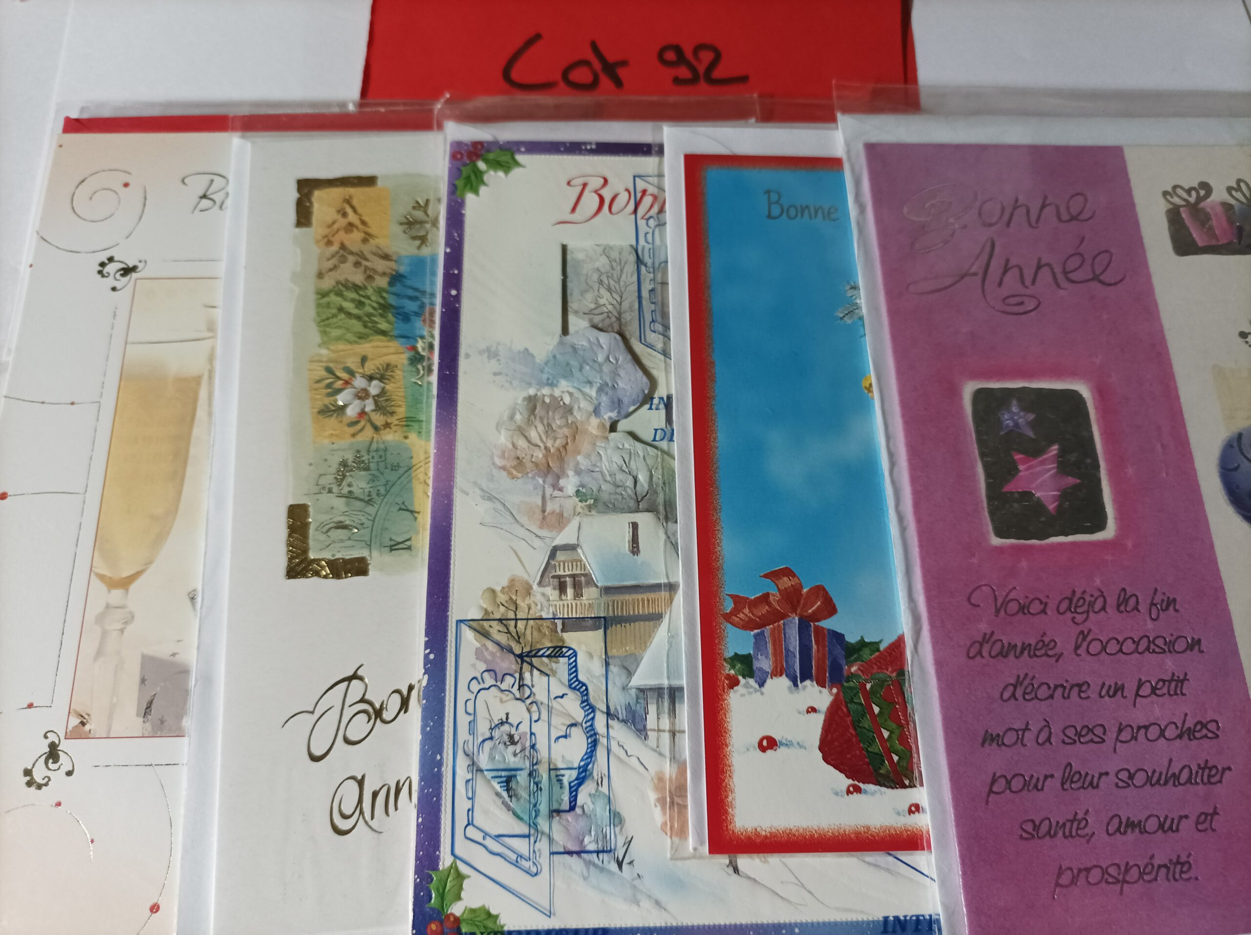 Lot de 5 cartes postales + enveloppes bonne année (lot 92)