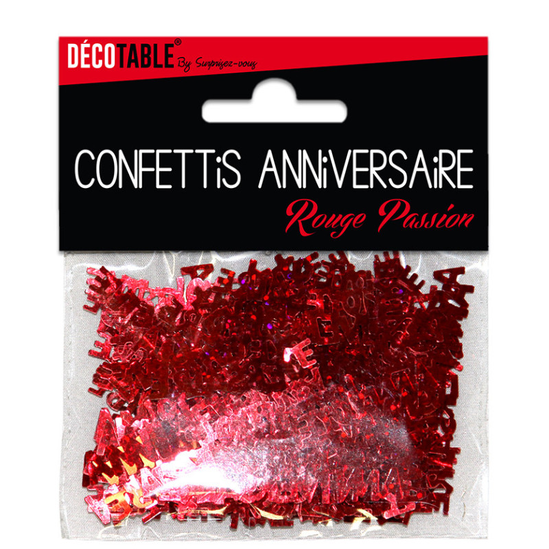 Lot de confettis de table Joyeux anniversaire pailleté rouge