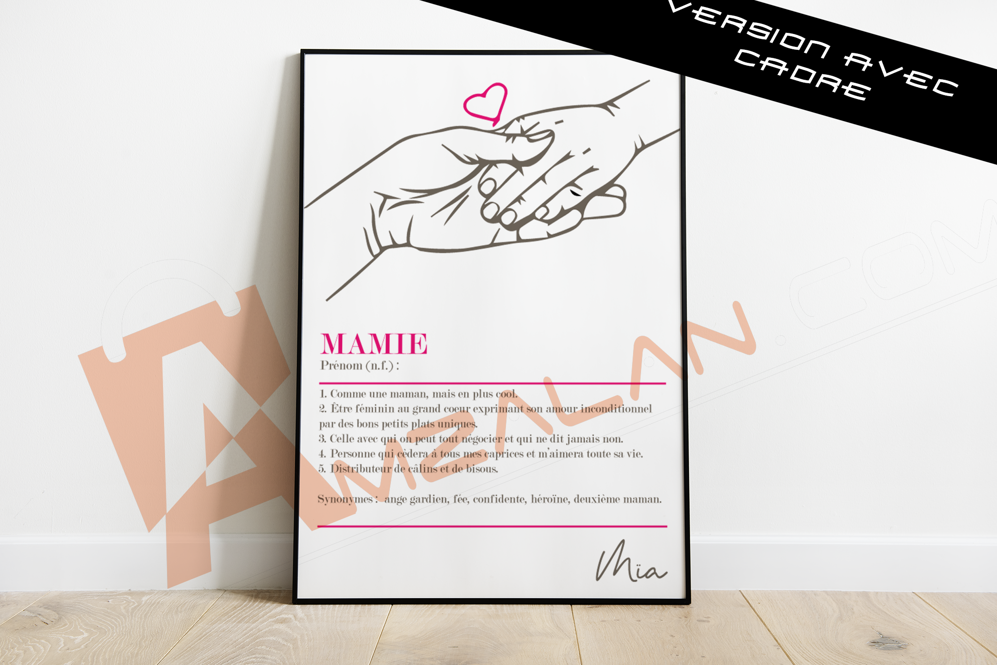 definition mamie - Cadre A4 - Cadeau personnalise
