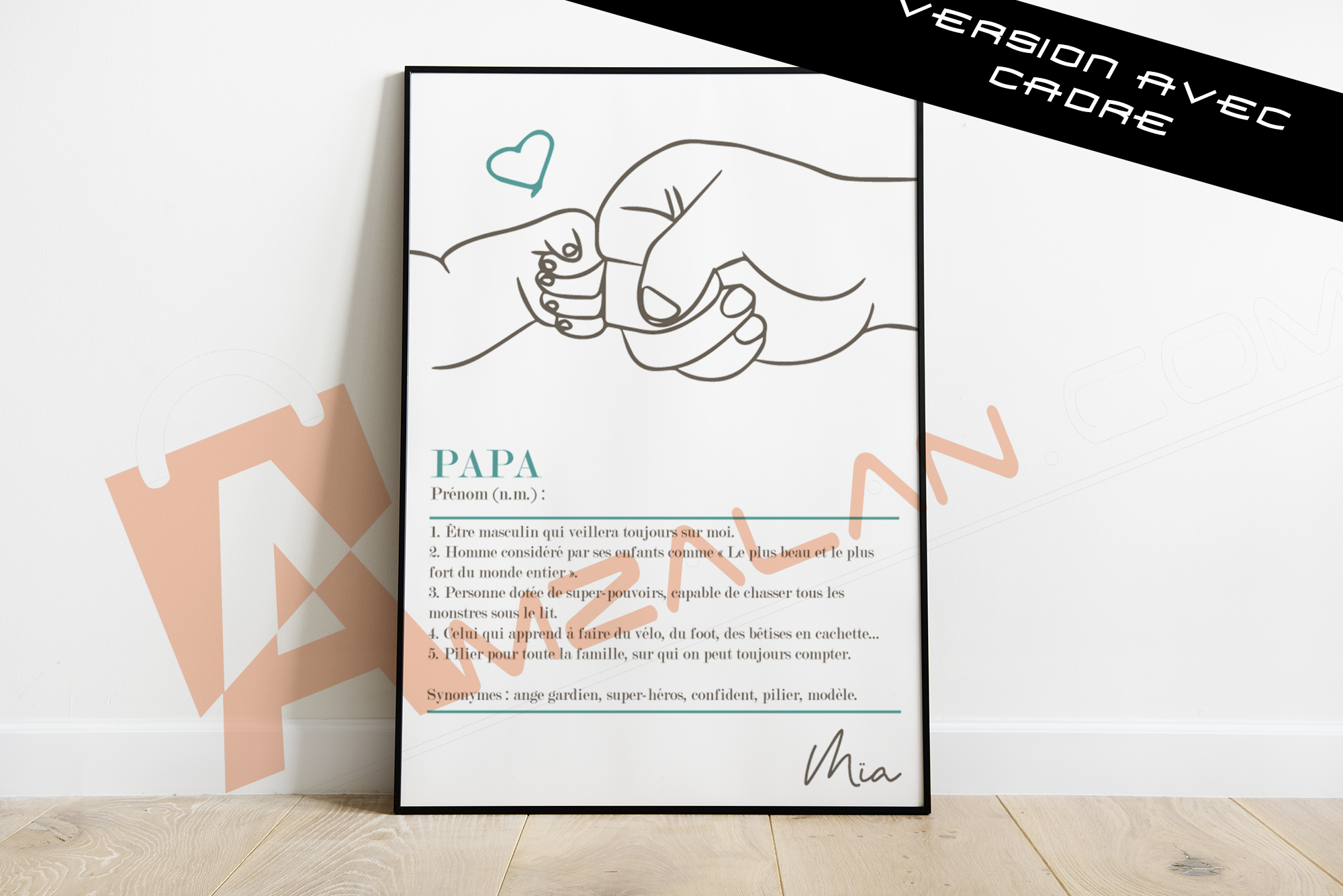 definition papa - Cadre A4 - Cadeau personnalise