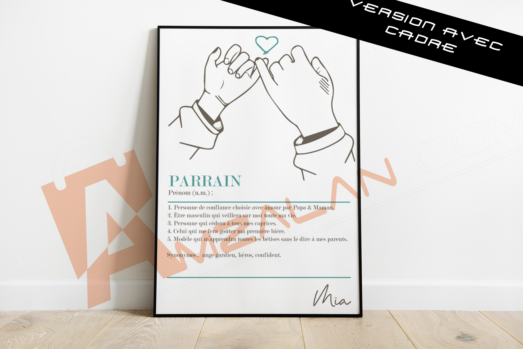 definition parrain - Cadre A4 - Cadeau personnalise