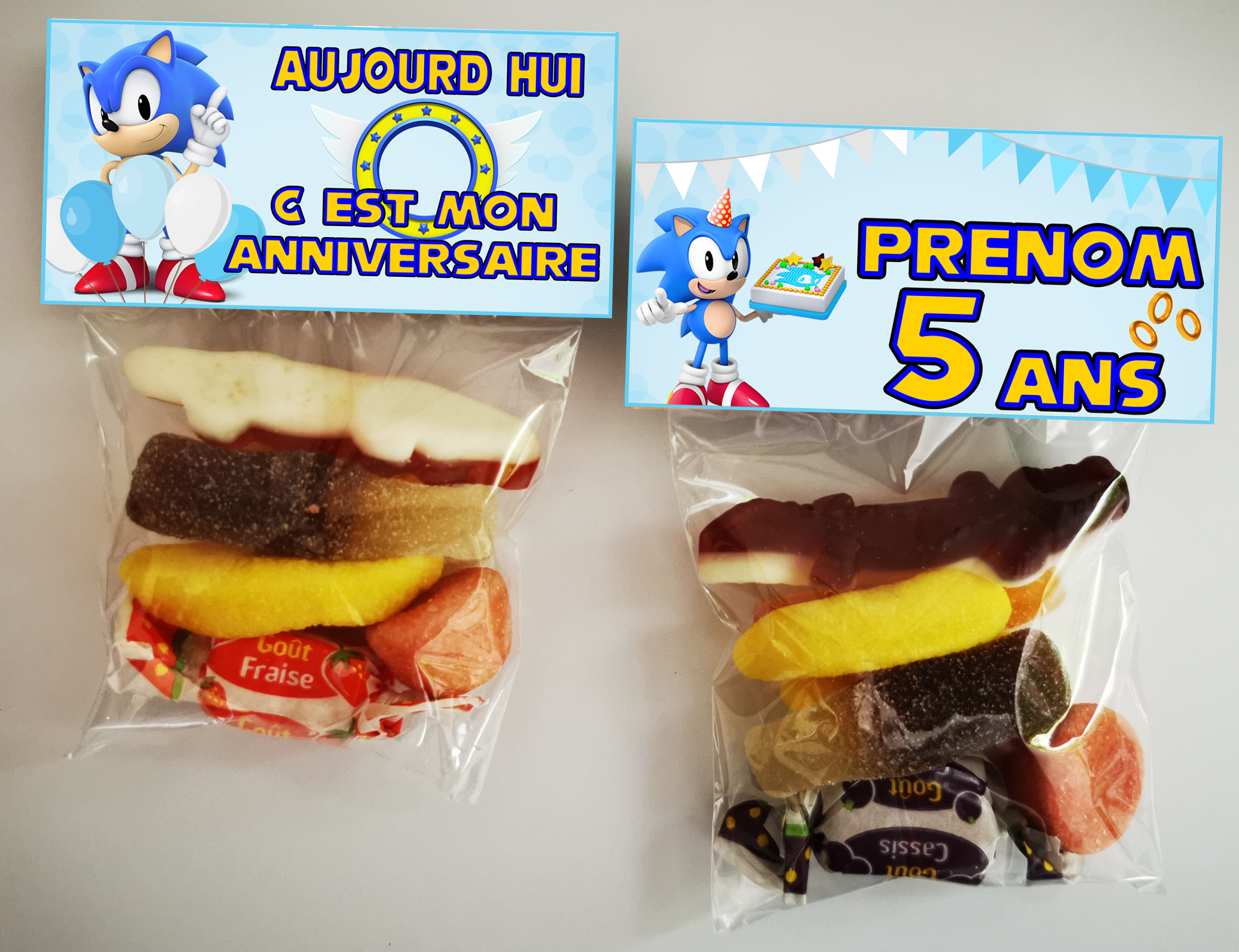 sachets bonbons lot de 6 cadeau Sonic anniversaire